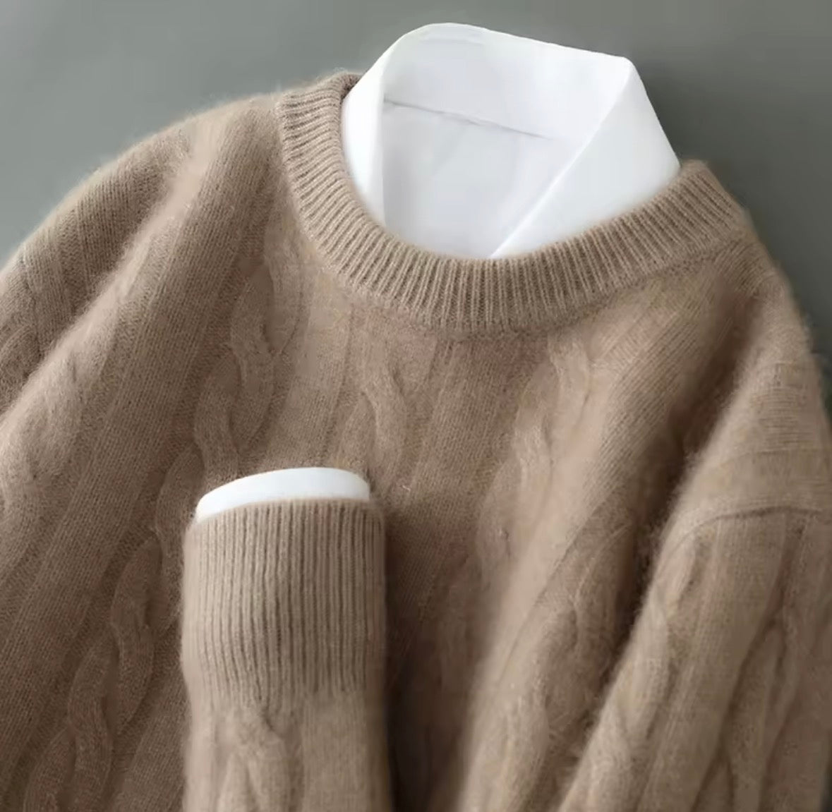 Cable-Knit Sweater camel