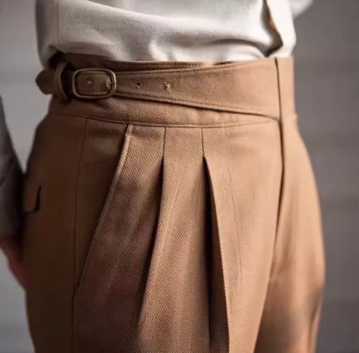Brown Pleated Trousers
