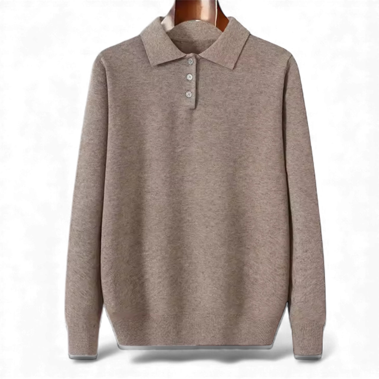 Long Sleeve Polo light brown