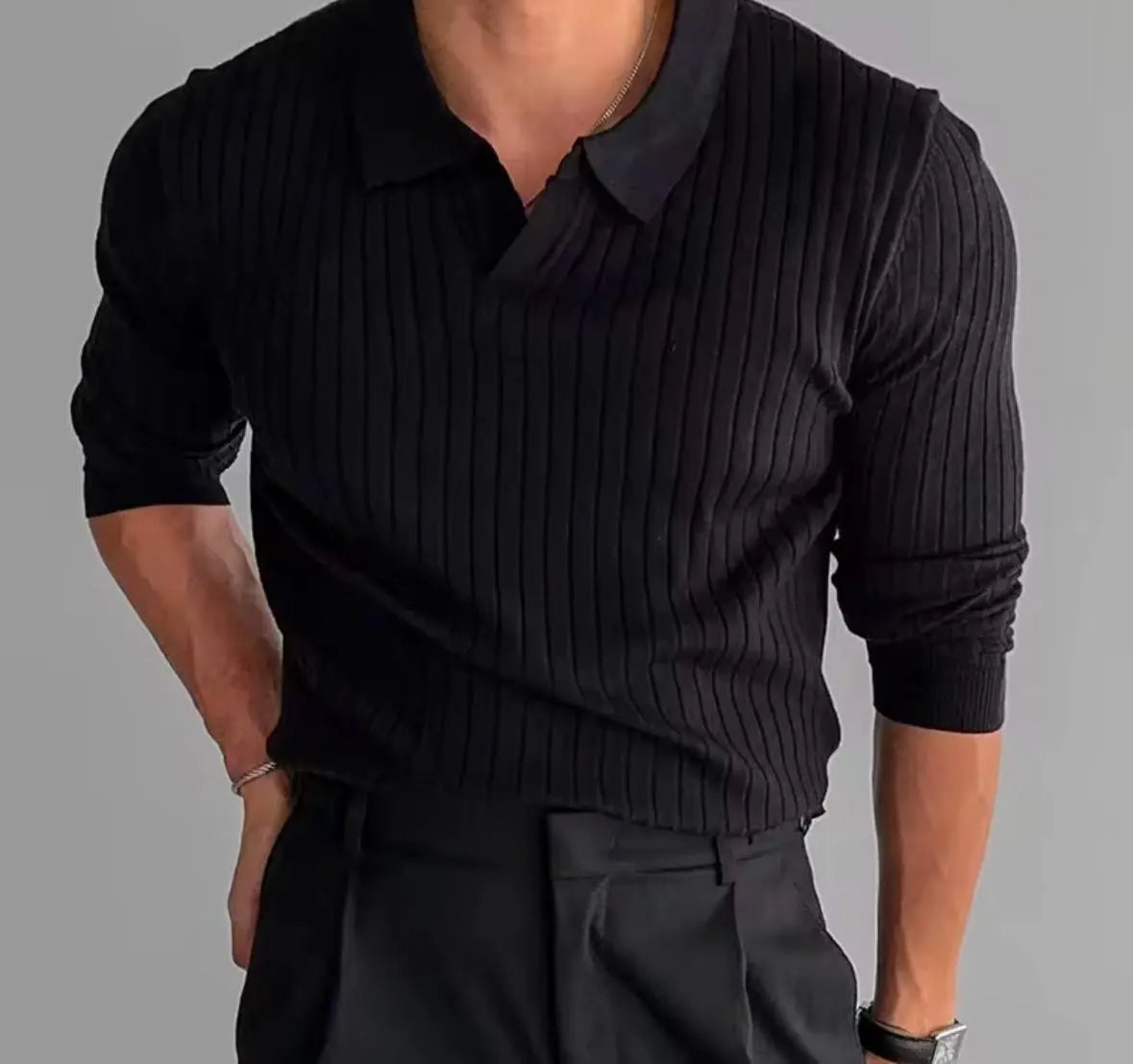 Buttonless Polo Sweatshirt