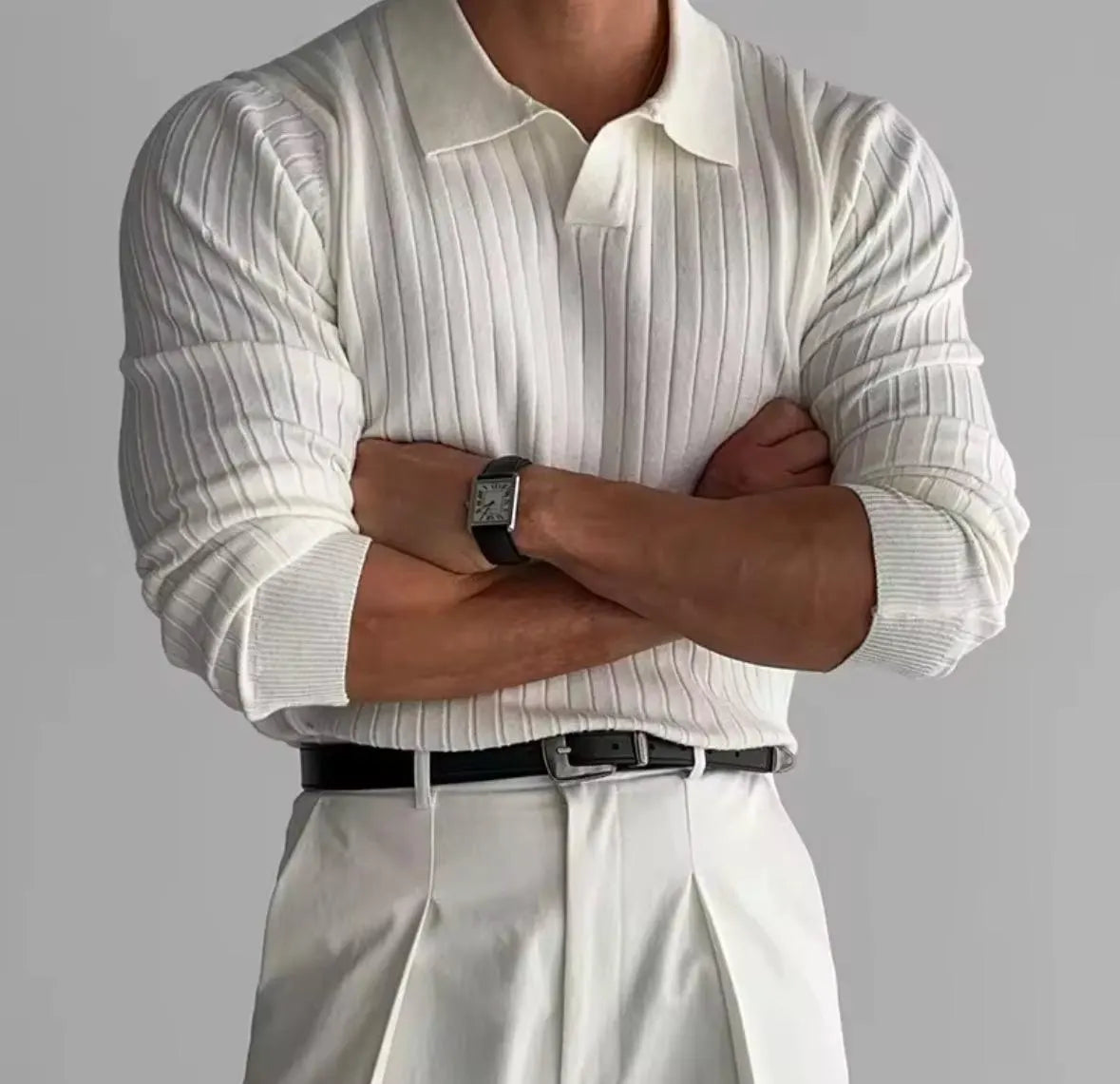 Buttonless Polo Sweatshirt
