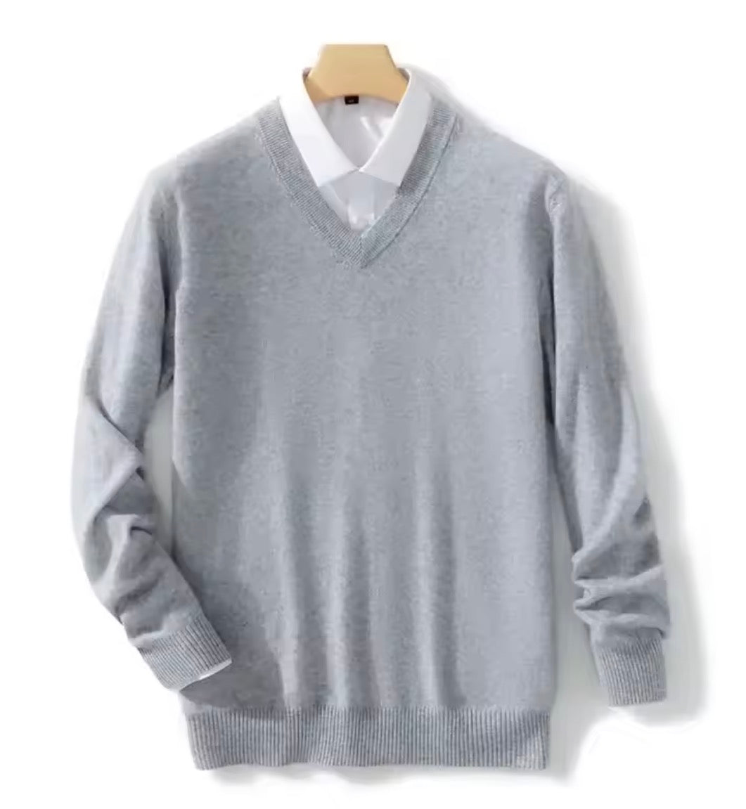 Grey V-Neck Sweater
