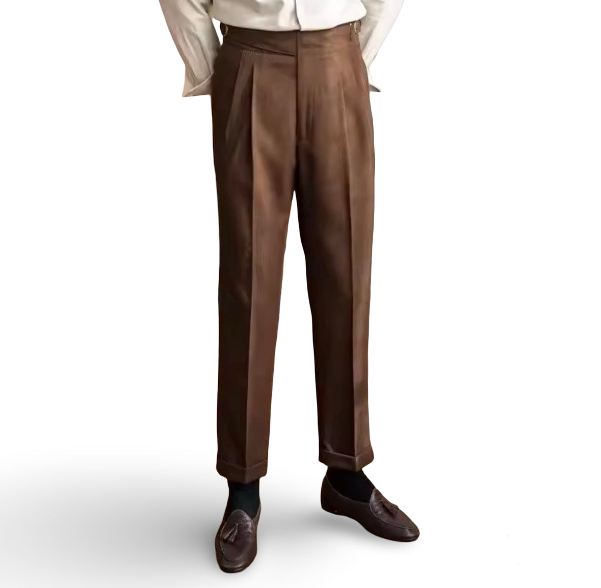 Brown Pleated Trousers