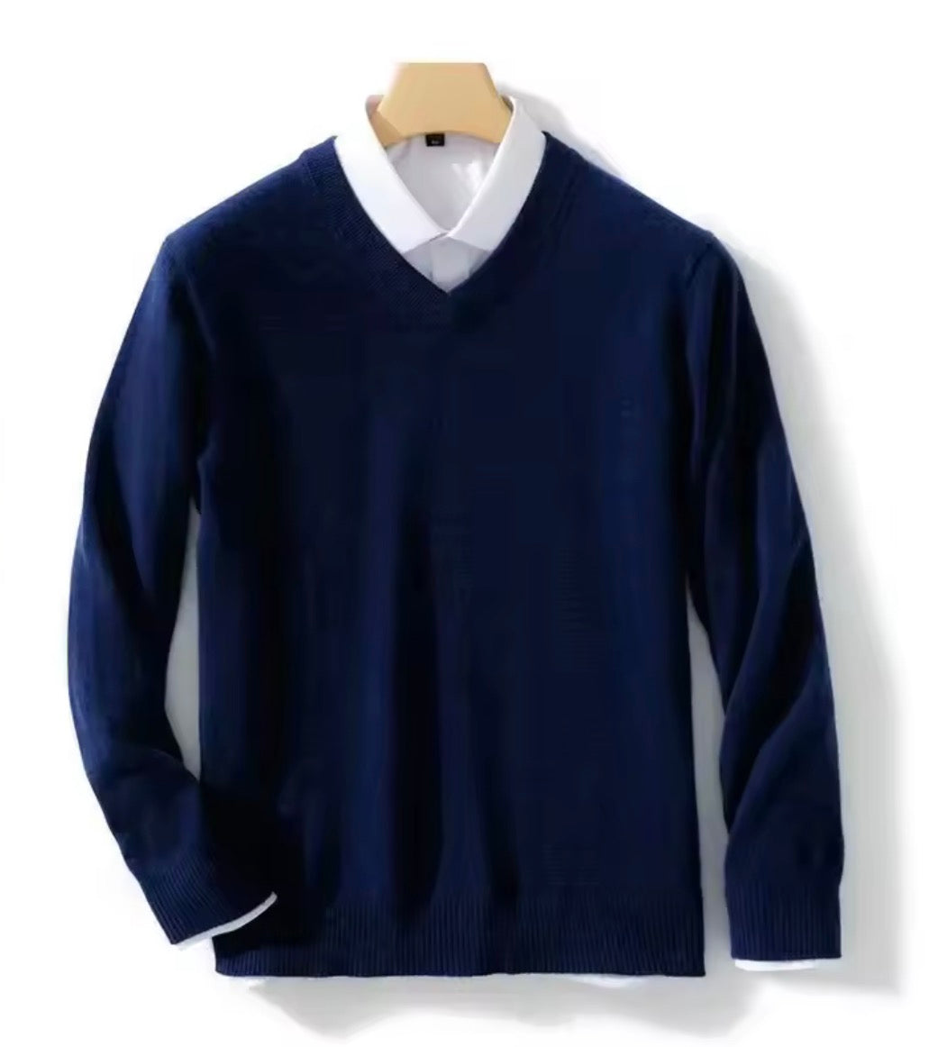 Navy V-Neck Sweater