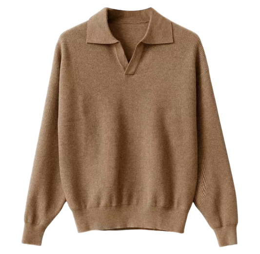 Coffee brown Long Sleeve Polo