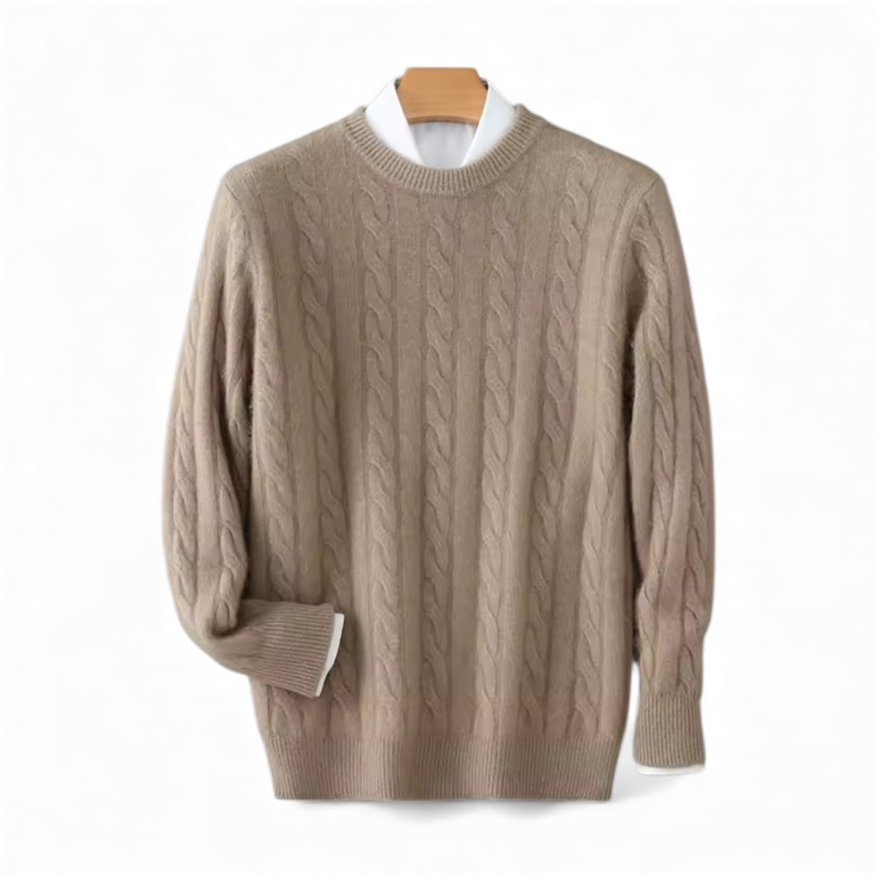 Cable-Knit Sweater camel