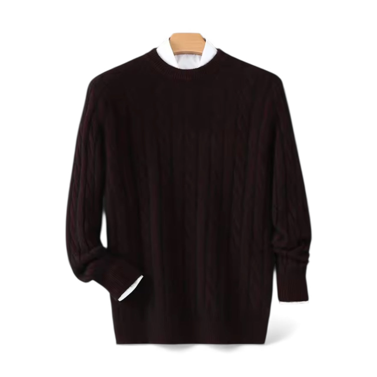 Cable-Knit Sweater dark red