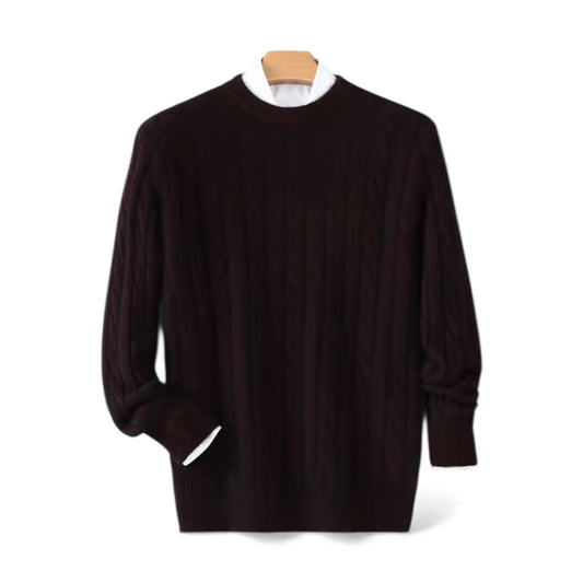 Cable-Knit Sweater dark red