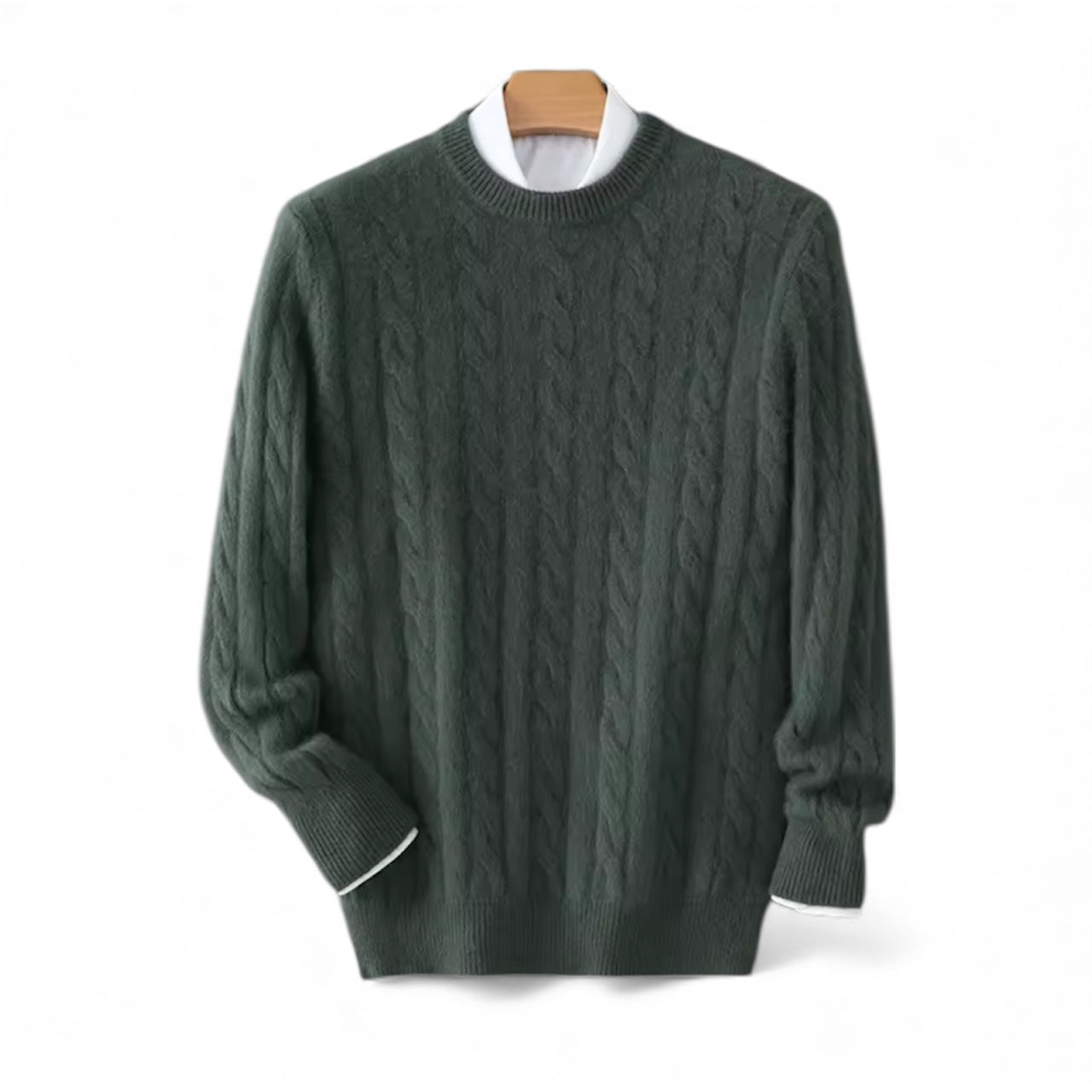 Cable-Knit Sweater Olive Green